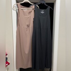 Isabel Maternity Black and Tan Midi Dresses